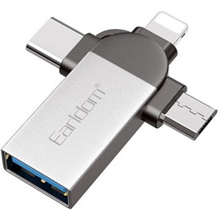 مبدل USB OTG به microUSB / لایتنینگ / USB-C ارلدام مدل Earldom ET-OT93